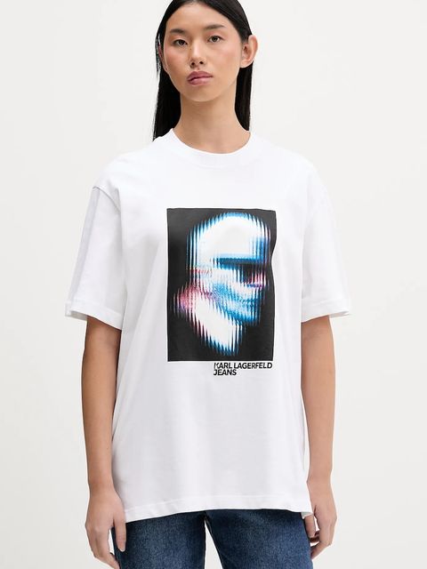 Karl Lagerfeld Jeans t-shirt bawełniany damski kolor beżowy B1W17061 - zdjęcie produktu nr 1