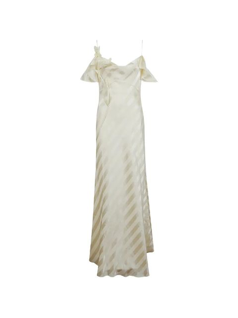 Self-Portrait striped bow-detail dress - Neutrals - zdjęcie produktu nr 2