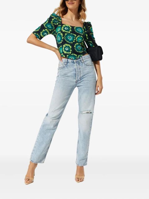 Free People floral-print open-back top - Green