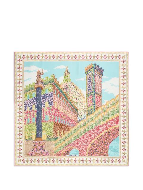 Ferragamo palazzo print silk scarf - Pink - zdjęcie produktu nr 1