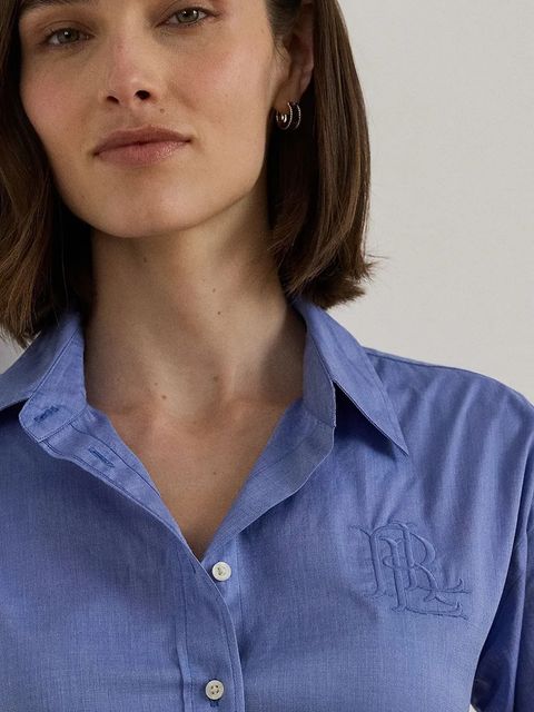 Lauren Ralph Lauren koszula bawełniana damska kolor niebieski relaxed z kołnierzykiem klasycznym 200979855 - zdjęcie produktu nr 2