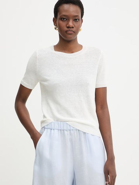 Weekend Max Mara t-shirt damski lniany PANCONE - zdjęcie produktu nr 1