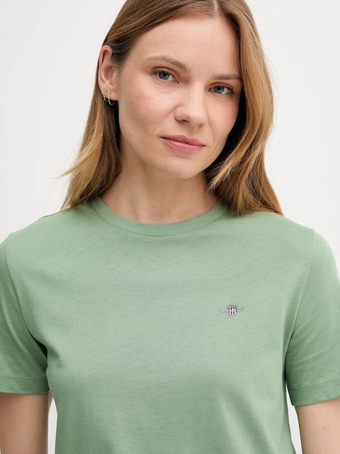 Gant t-shirt bawełniany damski kolor zielony 4200200 - zdjęcie produktu nr 2