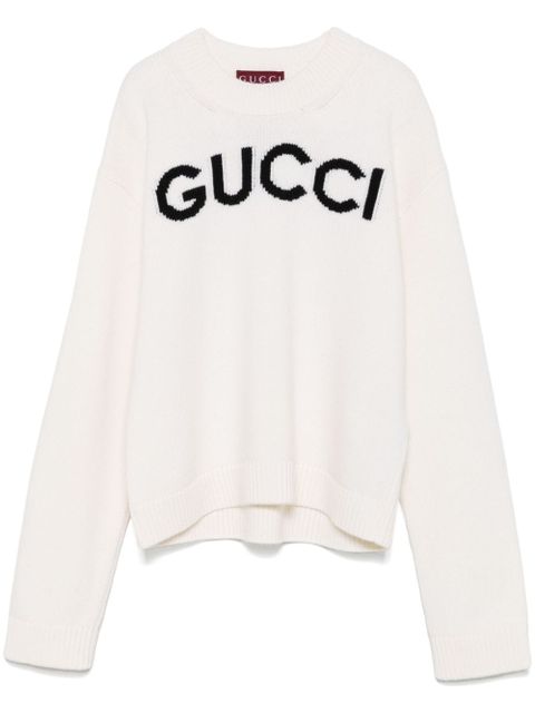 Gucci intarsia-logo wool sweater - White