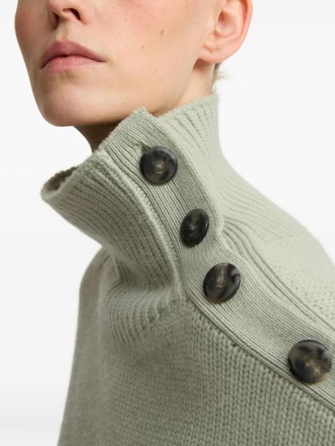 Yves Salomon high-neck button-detail sweater - Green