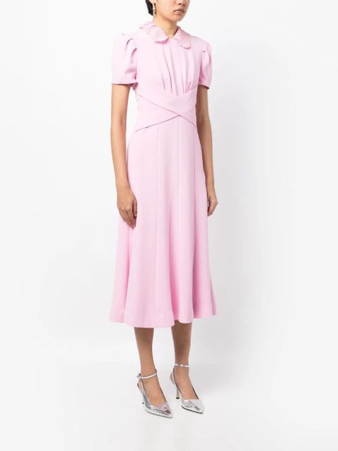 Self-Portrait lace-collar midi dress - Pink