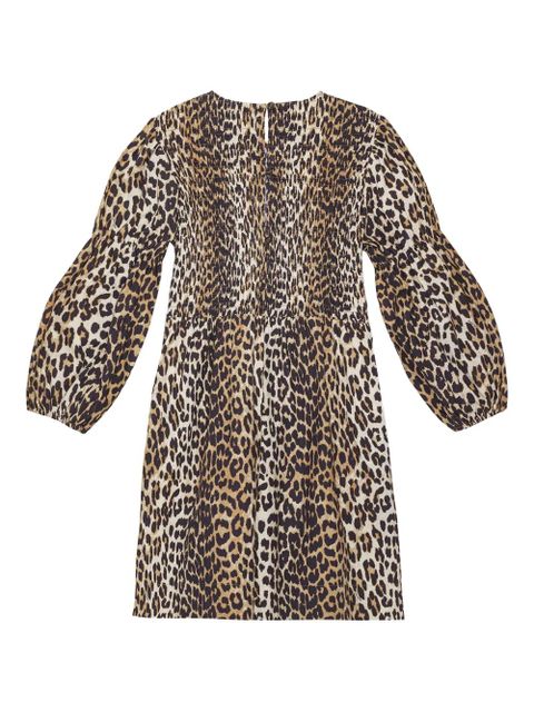 GANNI leopard-print smock mini dress - Brown