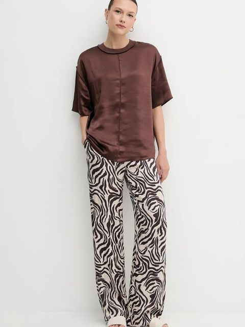 Joop! spodnie damskie kolor beżowy szerokie high waist 30042890 - zdjęcie produktu nr 2