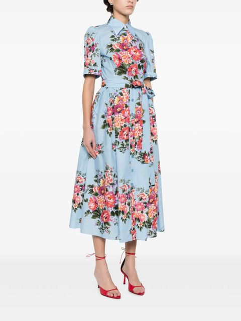 Dolce & Gabbana floral-print belted midi dress - Blue