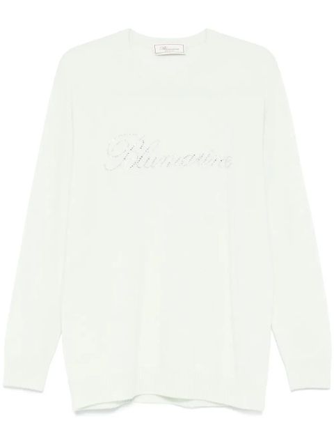 Blumarine rhinestone-logo sweater - Green - zdjęcie produktu nr 1
