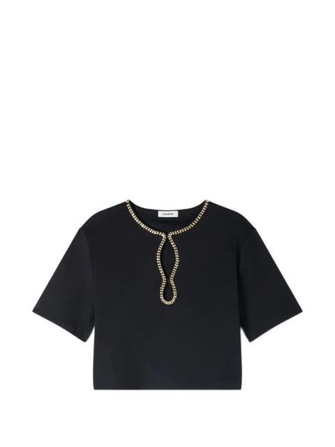 SANDRO rhinestone cropped T-shirt - Black - zdjęcie produktu nr 1