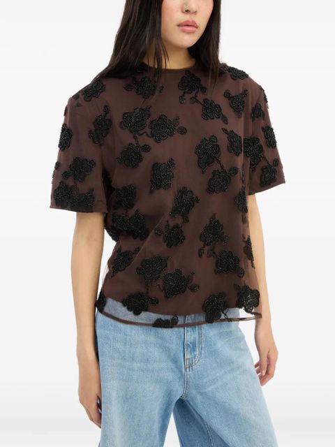 ROTATE BIRGER CHRISTENSEN beaded oversized top - Brown - zdjęcie produktu nr 1