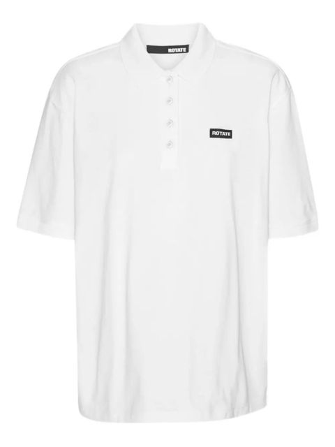 ROTATE BIRGER CHRISTENSEN logo-plaque cotton polo top - White - zdjęcie produktu nr 1