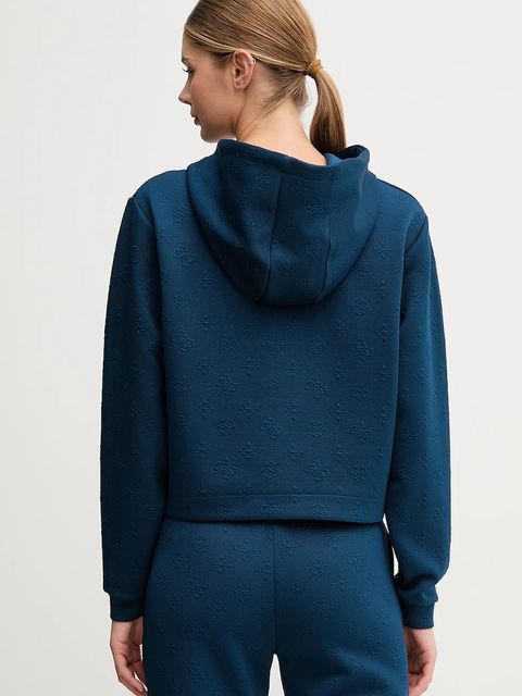 Guess bluza PEONY damska kolor niebieski z kapturem gładka V5YQ04 KBSL2