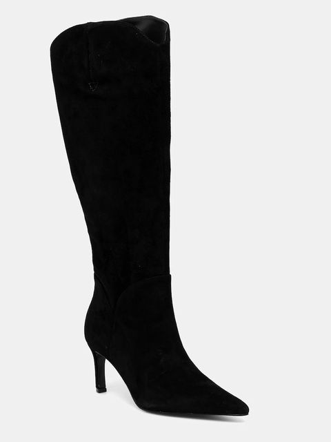 Guess kozaki zamszowe PALISTA damskie kolor czarny na szpilce FLFPTA SUE11 - zdjęcie produktu nr 1