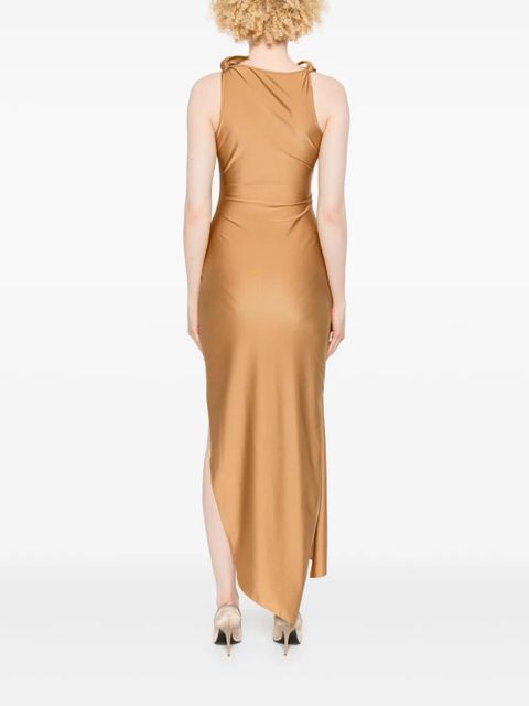 Coperni asymmetric flower maxi dress - Brown