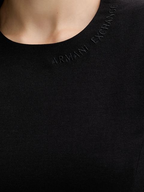 Armani Exchange sukienka z domieszką wełny kolor czarny mini dopasowana XW000661 AF16142 - zdjęcie produktu nr 2