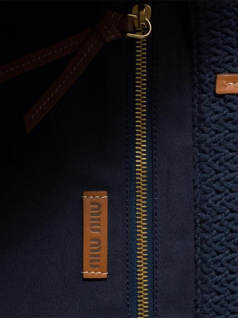 Miu Miu raffia-effect woven tote bag - Blue