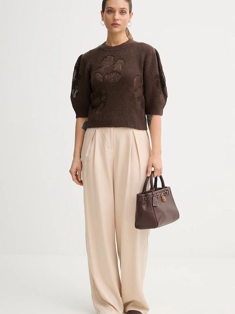 United Colors of Benetton sweter z dodatkiem wełny damski kolor brązowy lekki 18L4E10EV - zdjęcie produktu nr 2