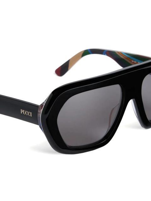 PUCCI geometric sunglasses with printed temples - Black
