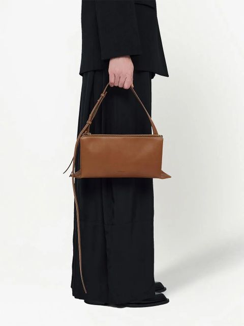 Jil Sander debossed-logo shoulder bag - Brown