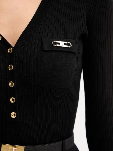 Elisabetta Franchi sweter z dodatkiem jedwabiu damski kolor czarny MK12B56E2