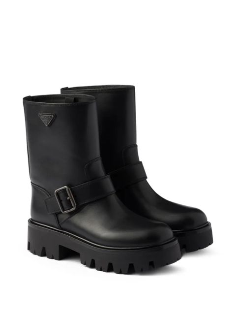 Prada buckle-fastening lug-sole boots - Black