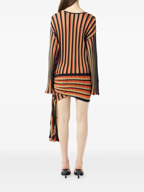 Blumarine striped V-neck dress - Black