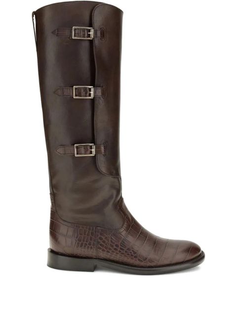 Paris Texas Montana crocodile-embossed buckle boots - Brown - zdjęcie produktu nr 1
