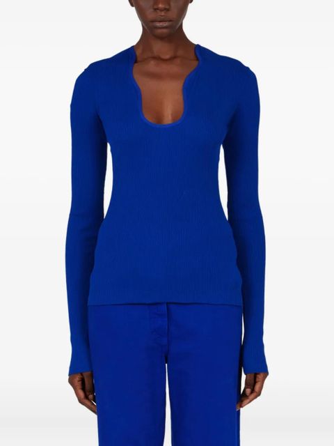 Ferragamo ribbed long-sleeve top - Blue