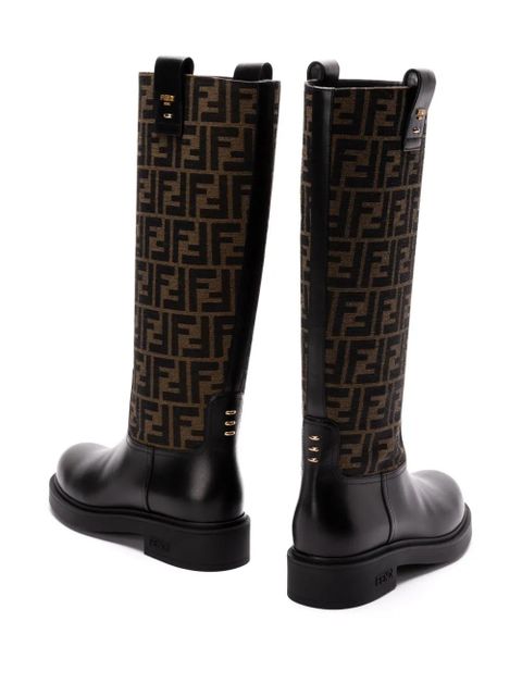 FENDI 35mm FF jacquard boots - Black
