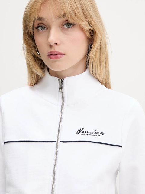 Guess Jeans bluza bawełniana damska kolor biały z aplikacją W5YQ17 K68I4