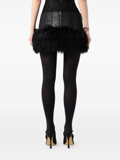 Blumarine faux-fur trim mini skirt - Black
