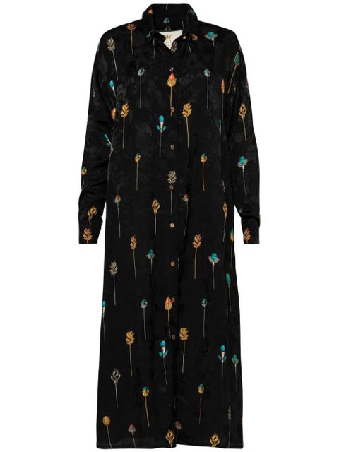 Agua By Agua Bendita Frida Ornamento maxi shirt dress - Black - zdjęcie produktu nr 1