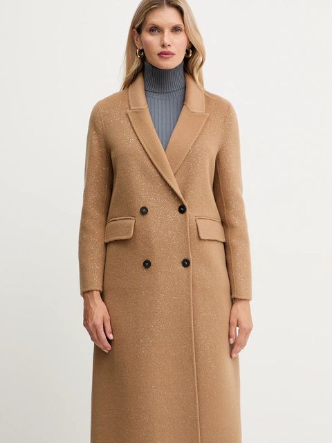 Simona Corsellini płaszcz wełniany kolor brązowy A25CPCPV0202