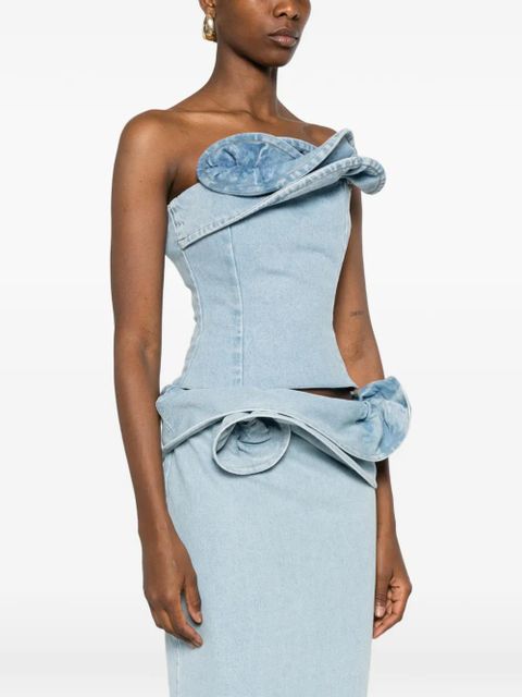 Magda Butrym bow zip blouse - Blue