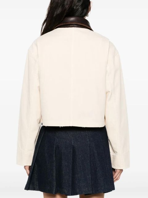 SANDRO contrasting-collar jacket - Neutrals