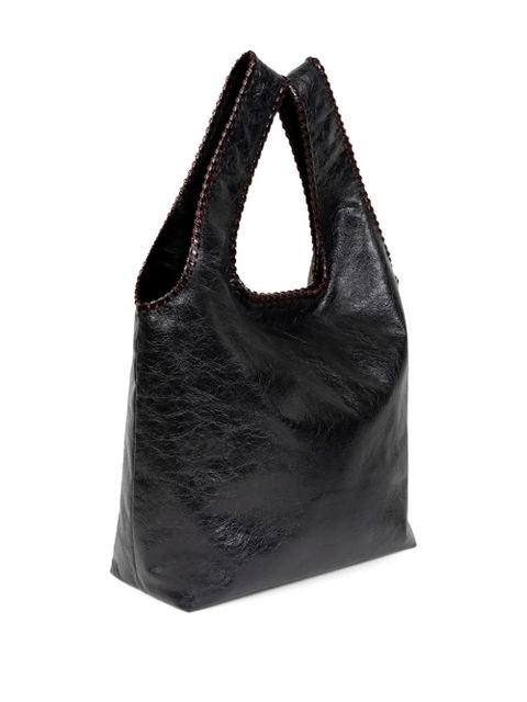DRIES VAN NOTEN braided-edge leather tote bag - Black