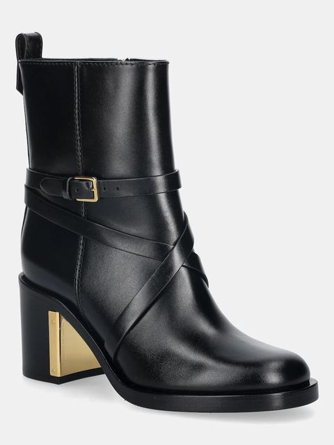 Elisabetta Franchi botki skórzane kolor czarny na słupku SA85B56E2 - zdjęcie produktu nr 1