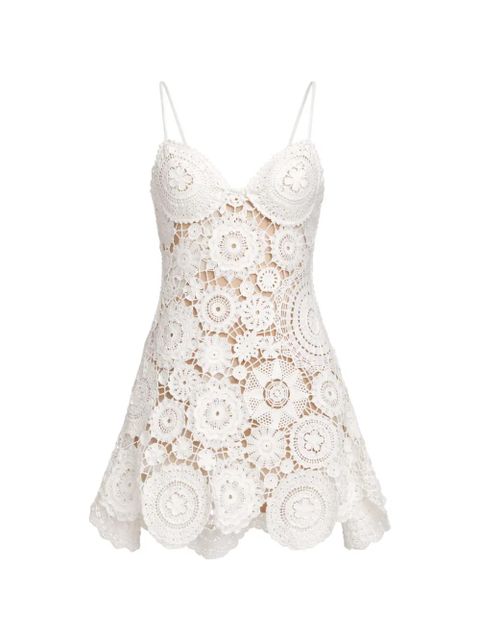 Self-Portrait crochet-knit floral-patchwork mini dress - White - zdjęcie produktu nr 2