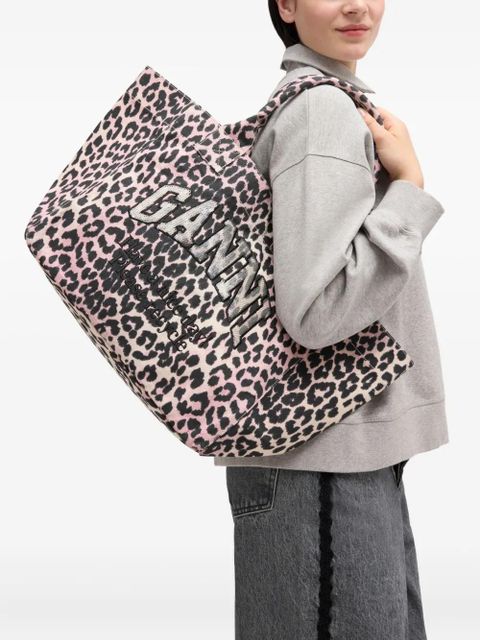 GANNI animal print top handle tote bag - Pink - zdjęcie produktu nr 2