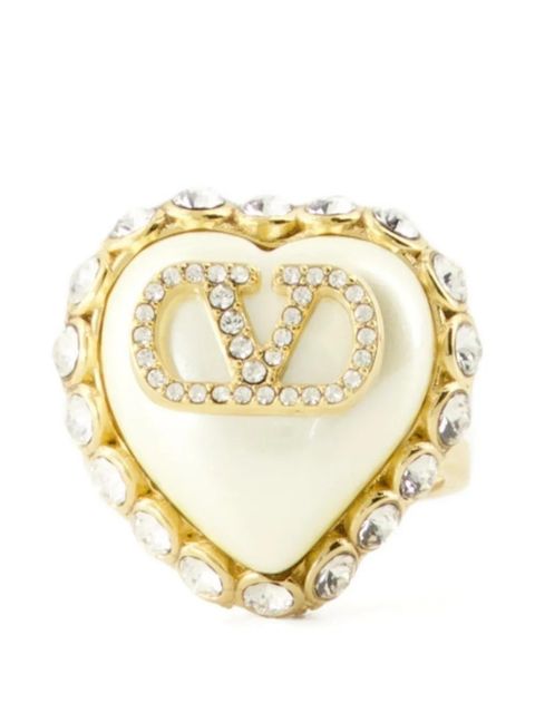 Valentino Garavani heart-shape crystal-embellished ring - Gold - zdjęcie produktu nr 1