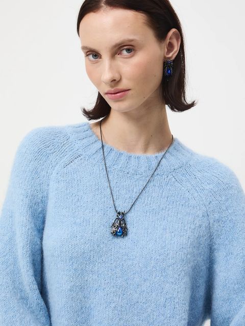 Medicine sweter z wełną alpaki kolor niebieski