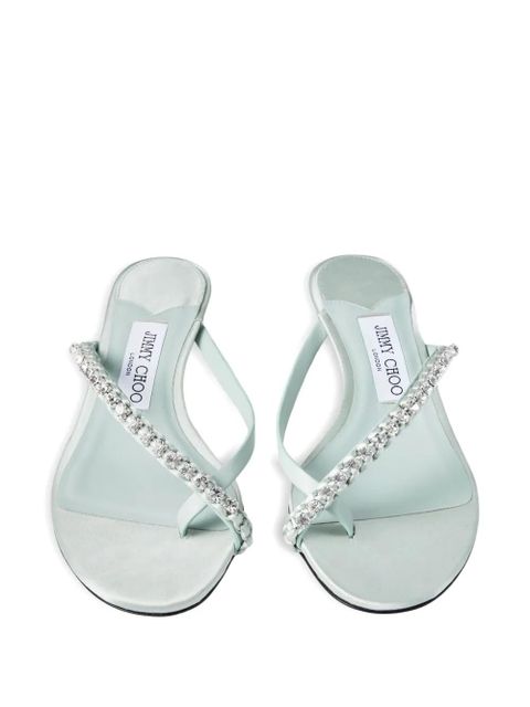 Jimmy Choo 35mm crystal-embellished heeled mules - Green
