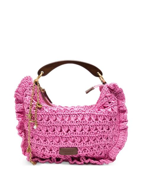 TWINSET ruffled woven tote bag - Pink - zdjęcie produktu nr 1