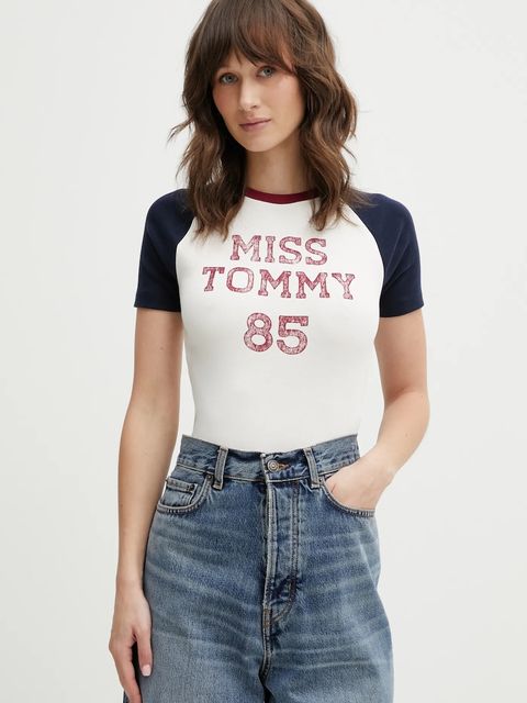 Tommy Jeans t-shirt damski kolor beżowy DW0DW22536 - zdjęcie produktu nr 1