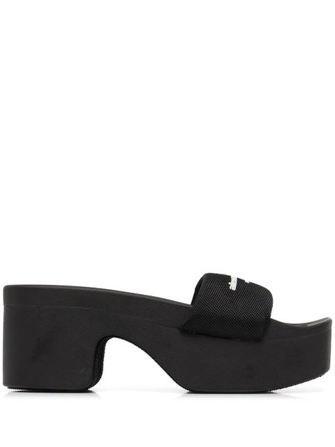 Alexander Wang logo-print strap slides - Black - zdjęcie produktu nr 1