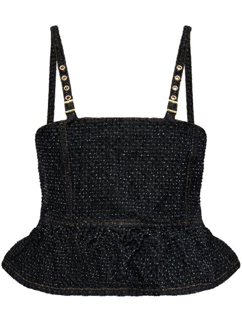 GANNI peplum denim top - Black - zdjęcie produktu nr 1