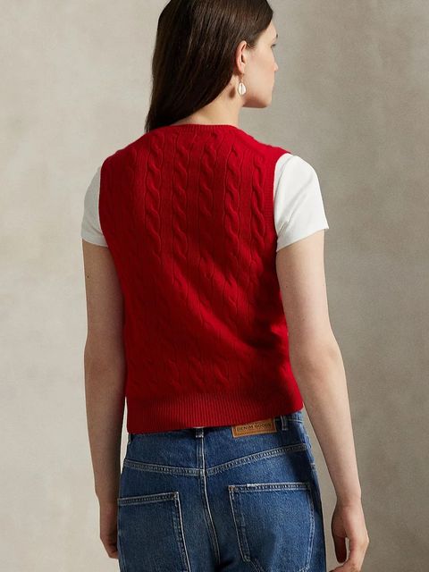 Polo Ralph Lauren kamizelka z kaszmirem damski kolor czerwony 211972134