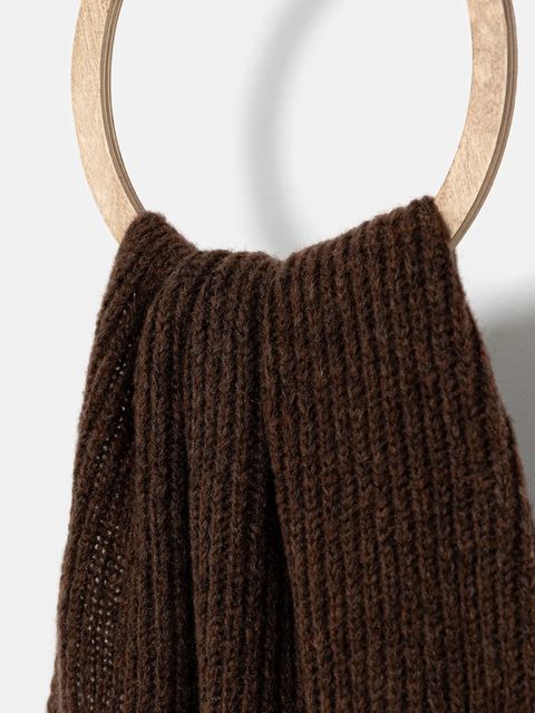 Answear.LAB szalik z wełną merino damski kolor brązowy gładki